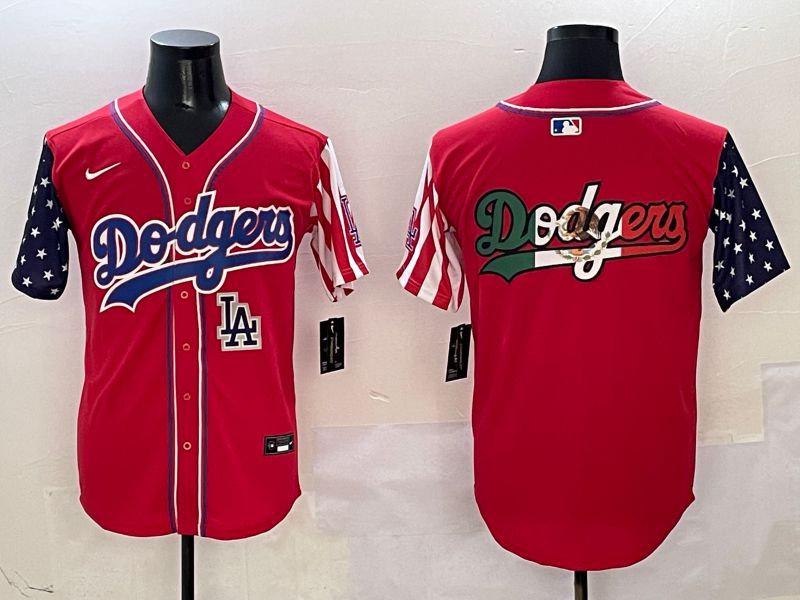 Men Los Angeles Dodgers Blank Red a generation of national flags Joint name 2025 Nike MLB Jersey style 16->los angeles dodgers->MLB Jersey